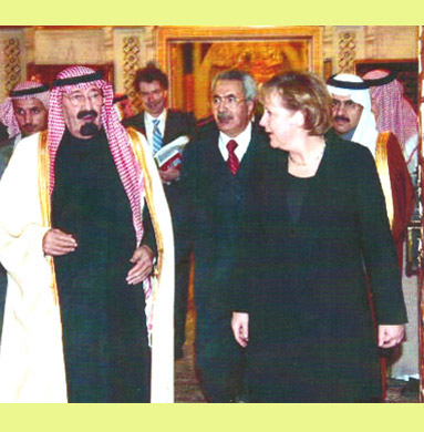 King Abdullah receiving Chancellor Angela Merkel in Riyadh 2007