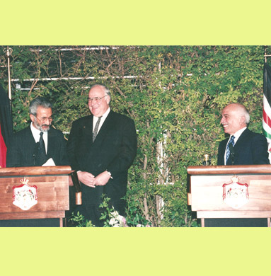 Pressekonferenz Helmut Kohl & Knig Hussein in Amman 1995  		 