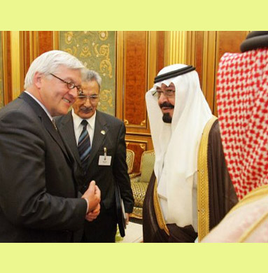 Minister Steinmeier talking with Saudi King Abdullah